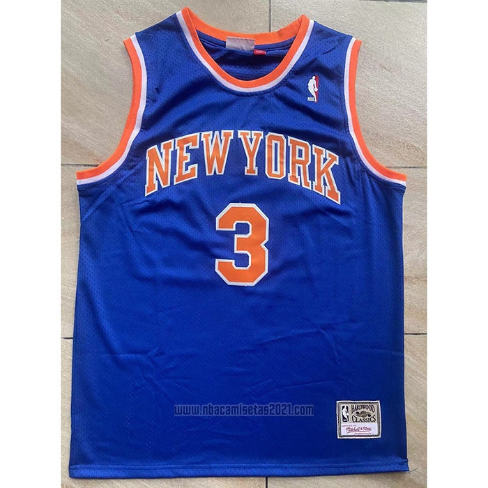 Camiseta New York Knicks John Starks #3 Mitchell & Ness Hardwood Classics Azul